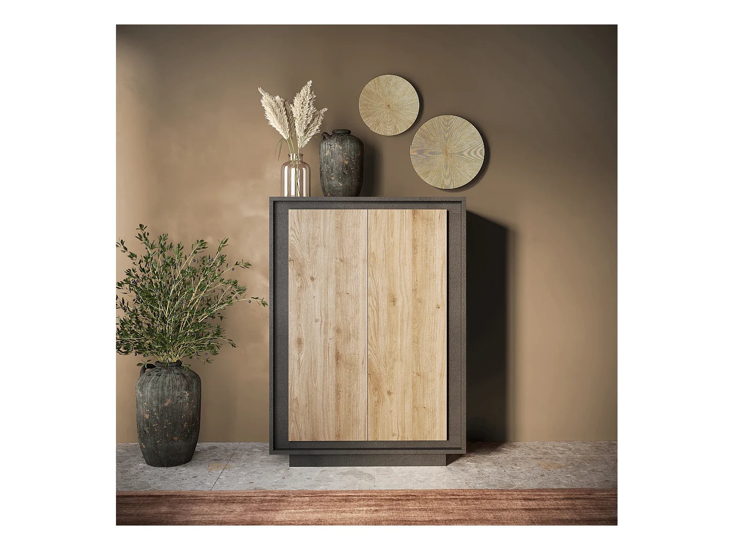 Mobile contenitore a 2 ante 106x171 cm grafite e rovere chiaro MCL17