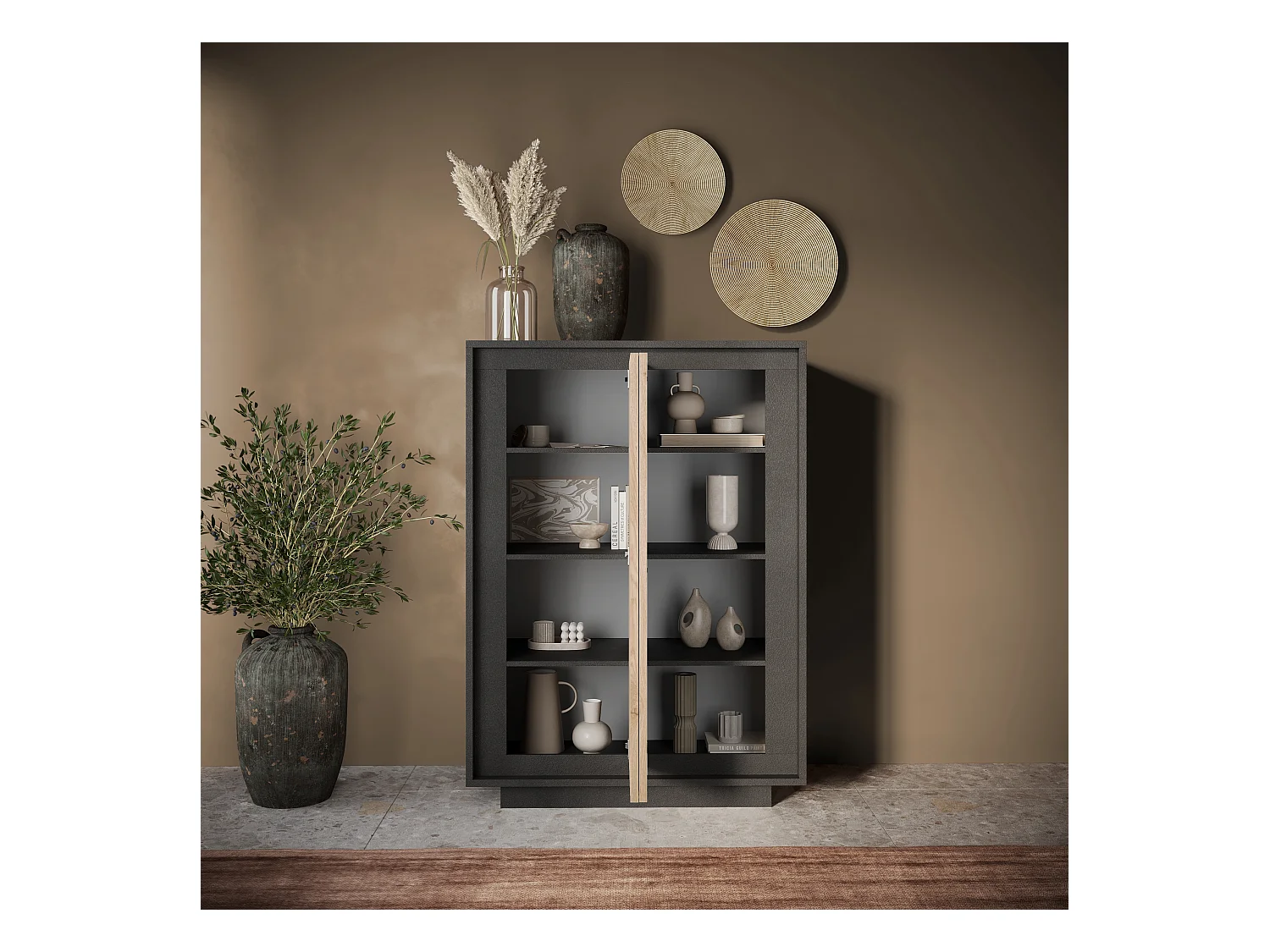 Mobile contenitore a 2 ante 106x171 cm grafite e rovere chiaro MCL17