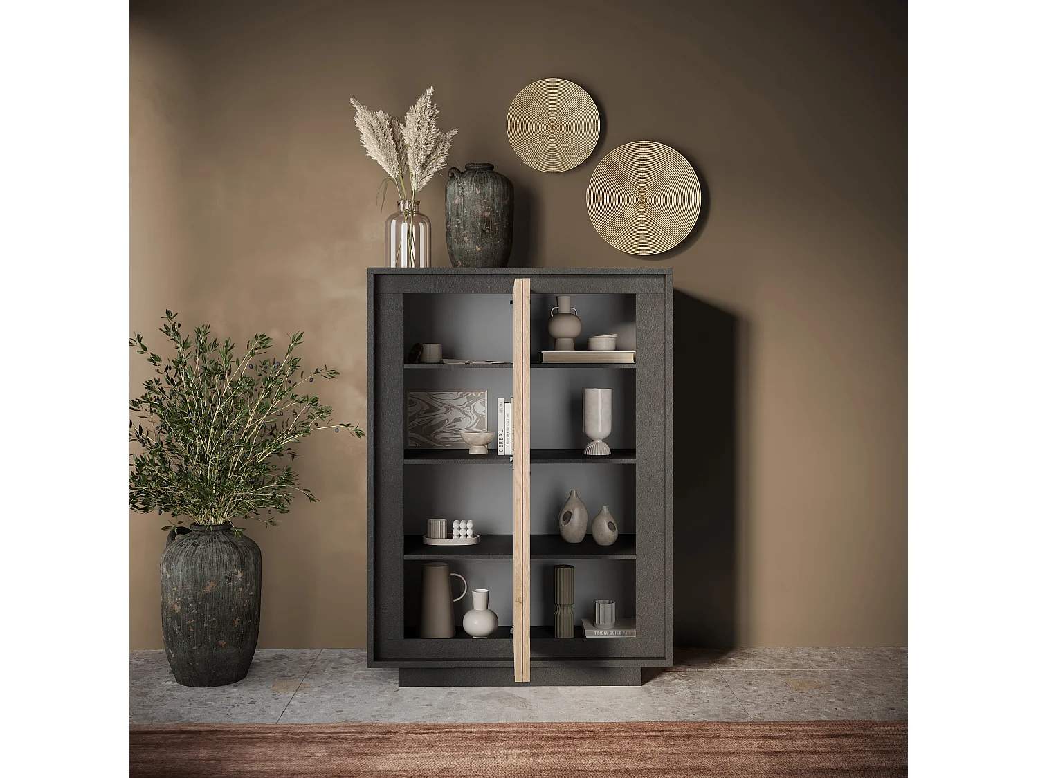 Mobile contenitore a 2 ante 106x171 cm grafite e rovere chiaro MCL17