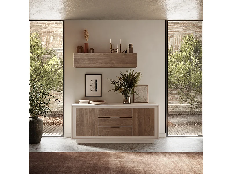 Madia moderna 2 ante 184x80 cm cashmere e rovere scuro ML55