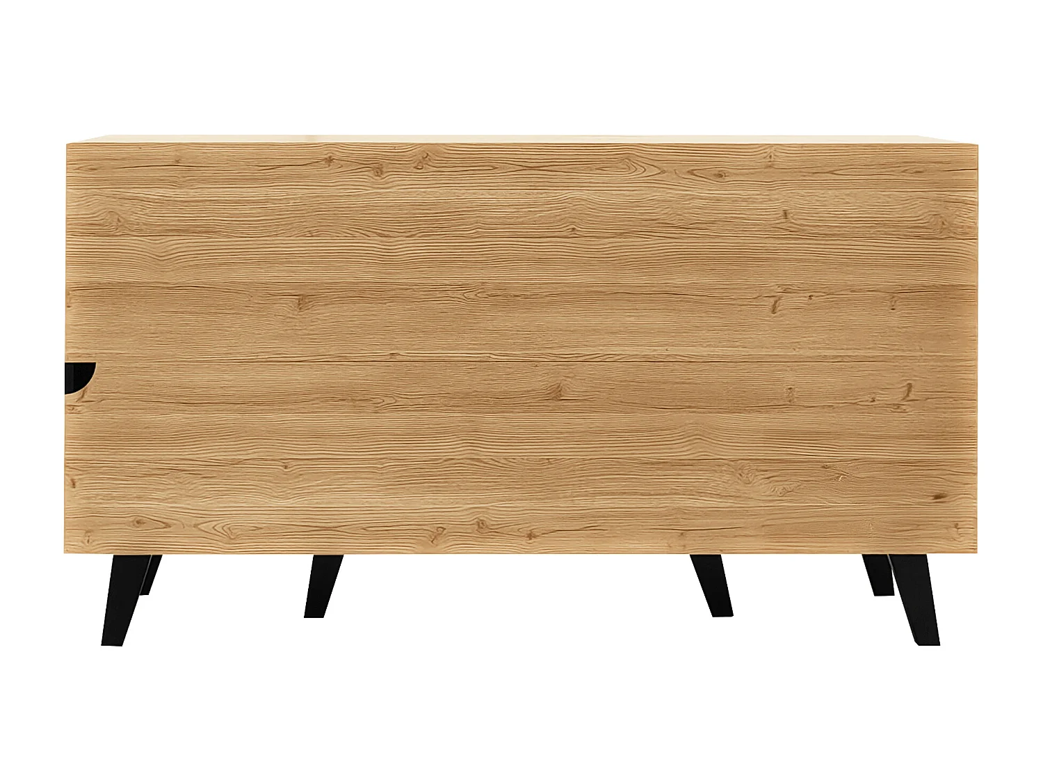 Dressoir 140x41x78,5cm met 3 deuren en LED, in houtnerffineer, naturel en zwart