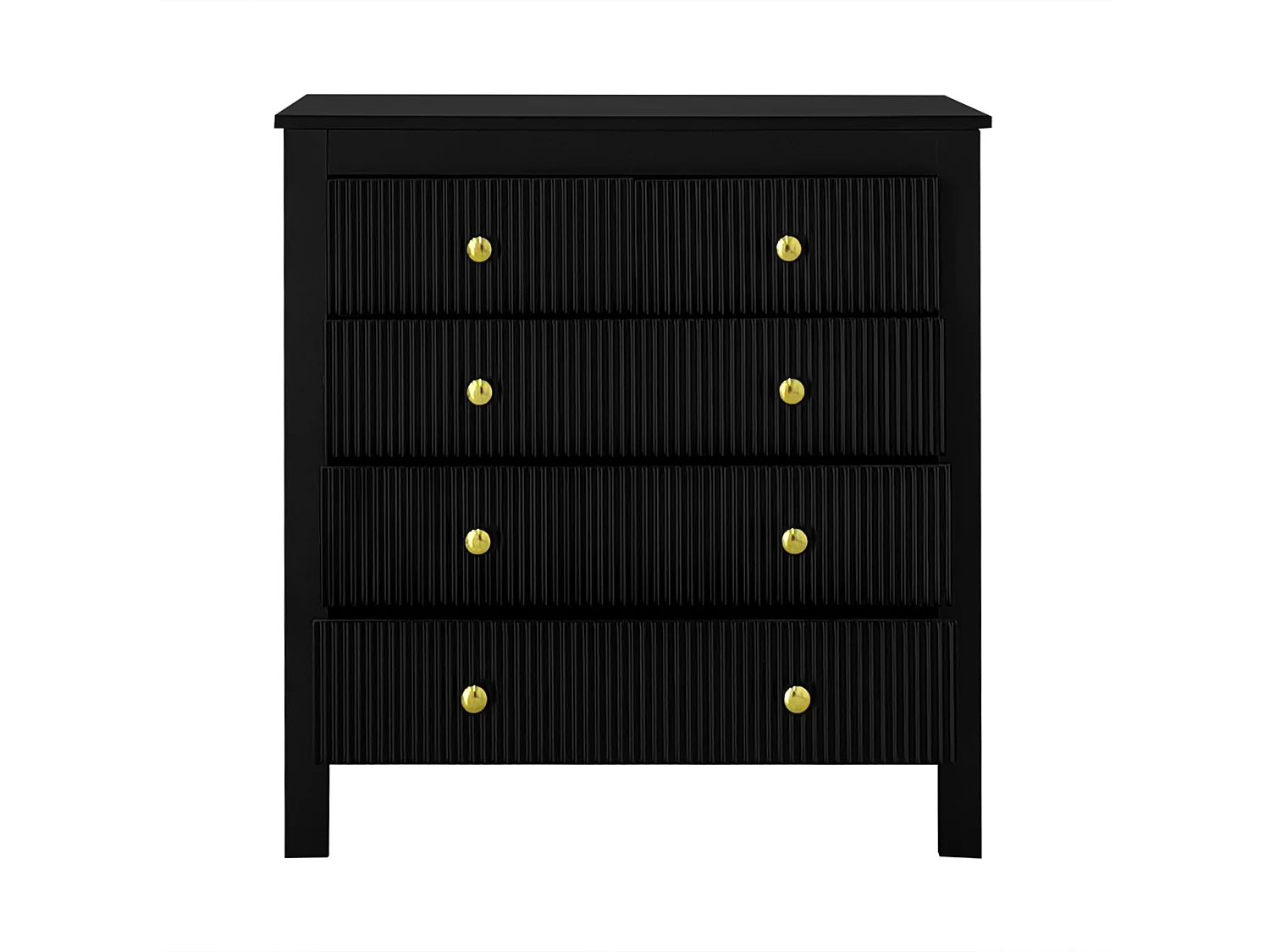 Buffet 79x39.5x80.5cm avec 5 tiroirs, corps en noir avec poigneés dorés