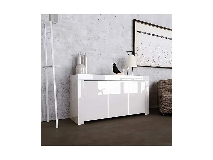 Madia moderna con tre ante battenti da zona giorno design moderno 160x84 ML3 bianco lucido