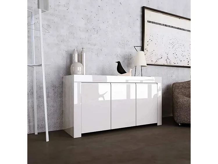 Madia moderna con tre ante battenti da zona giorno design moderno 160x84 ML3 bianco lucido