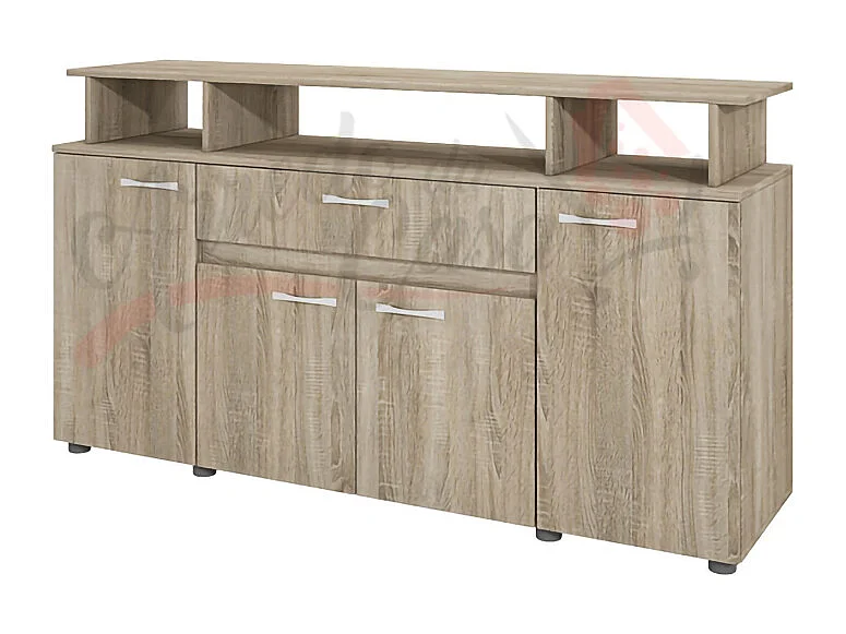 Madia per soggiorno con cassetto e quattro ante effetto legno 153,6x85 rovere chiaro MI14