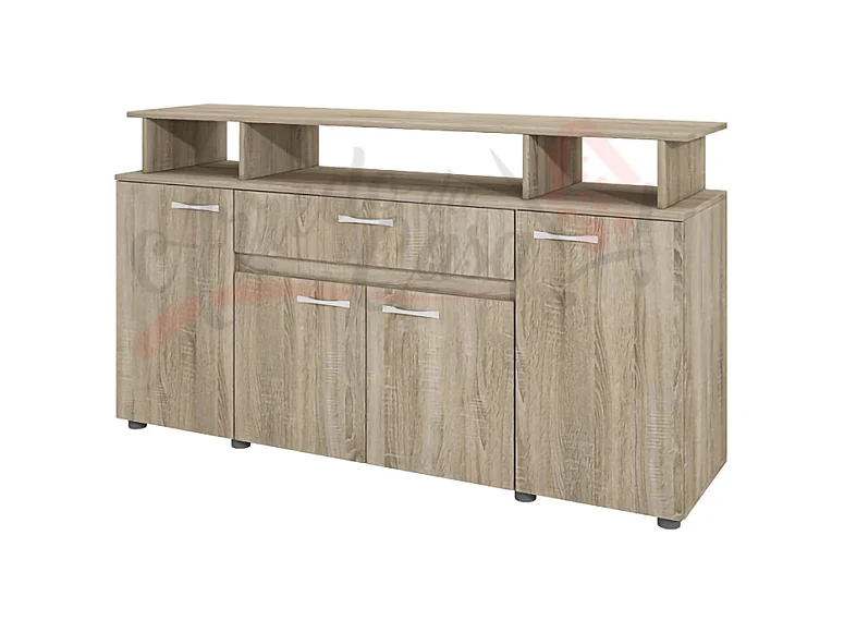 Madia per soggiorno con cassetto e quattro ante effetto legno 153,6x85 rovere chiaro MI14