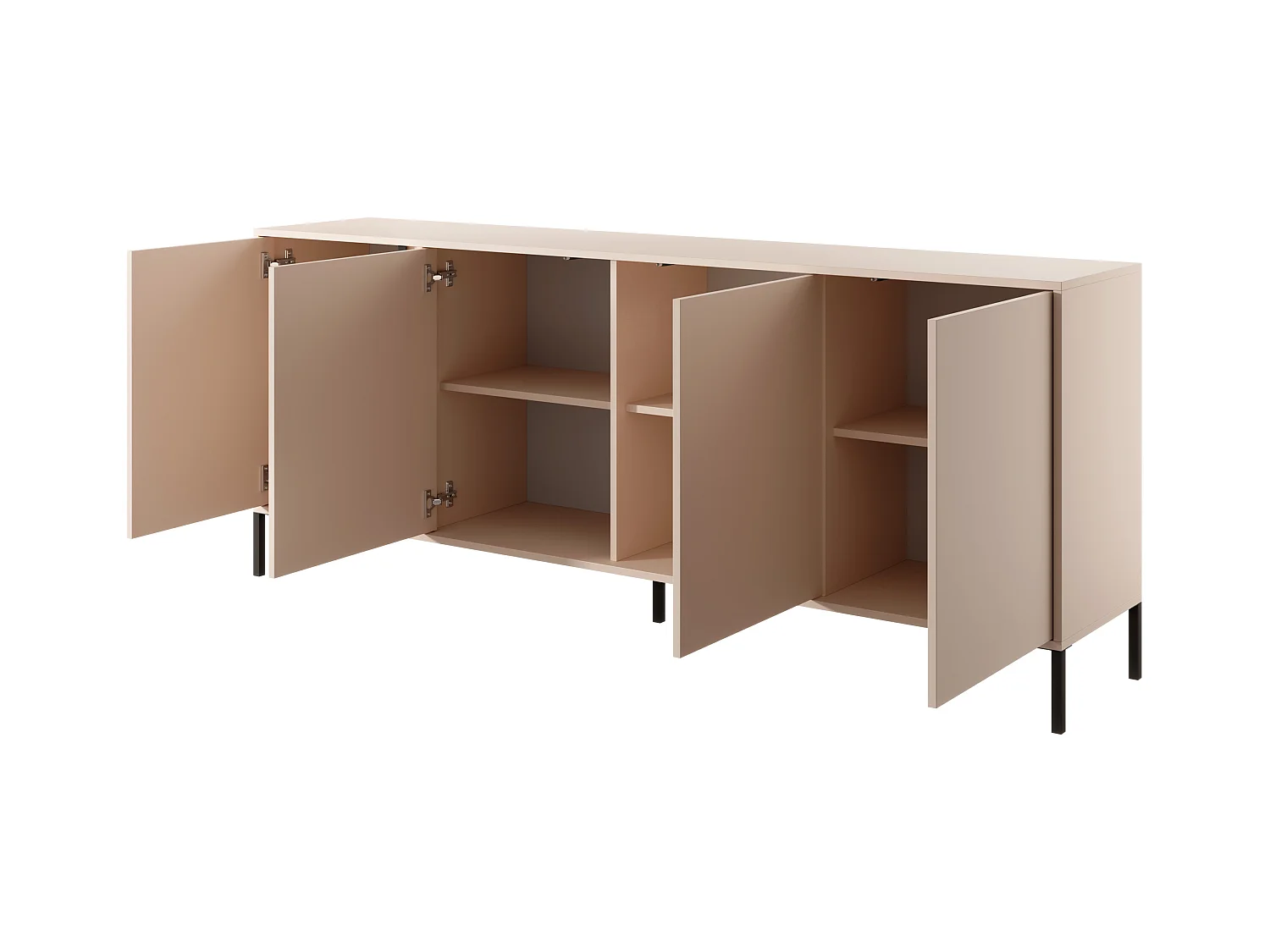 Madia moderna 203x81cm con luce LED 4 ante beige MALK9