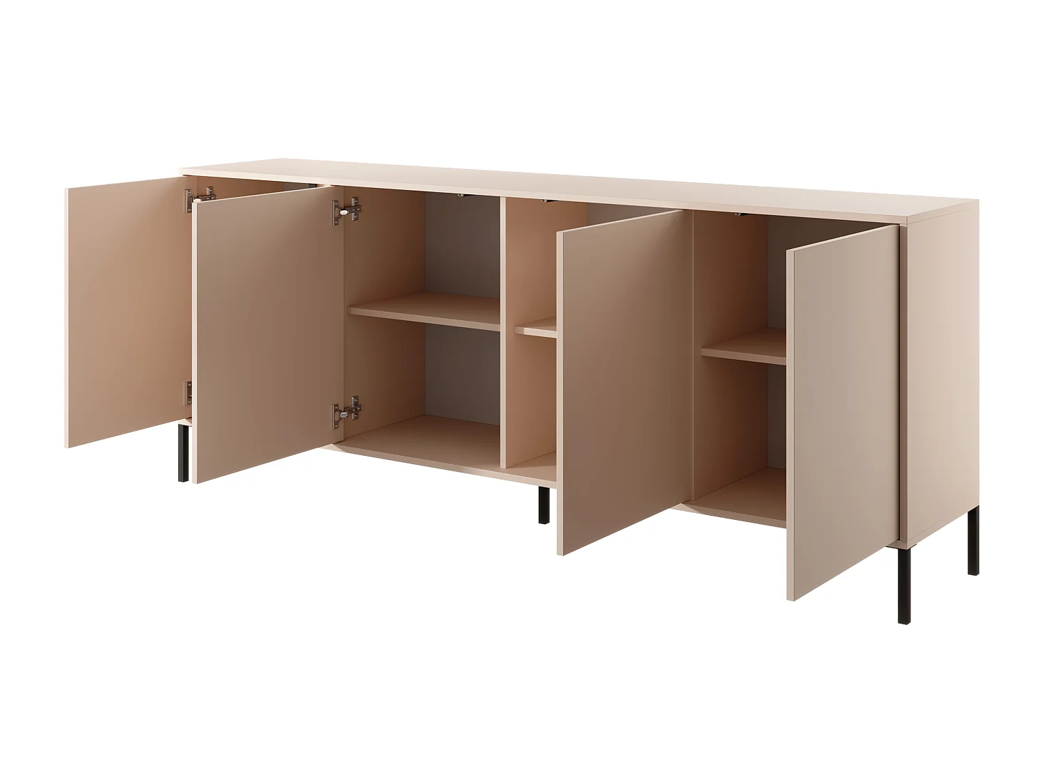 Madia moderna 203x81cm con luce LED 4 ante beige MALK9