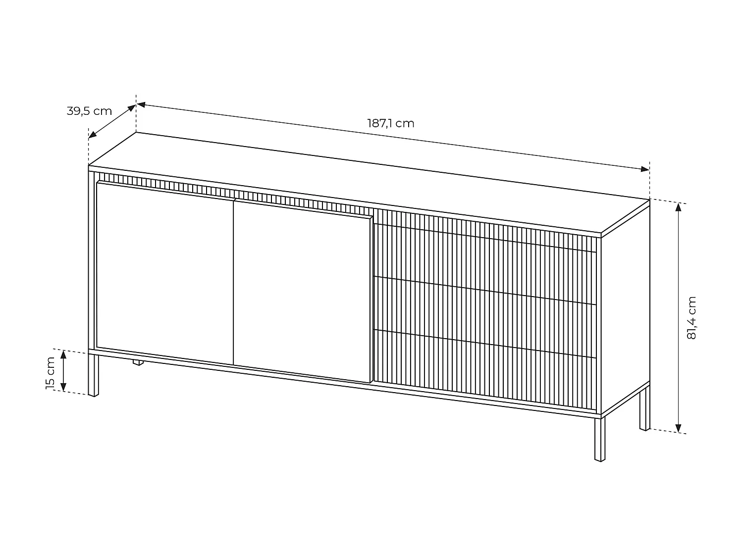 Madia moderna 187x81cm nero MALK35