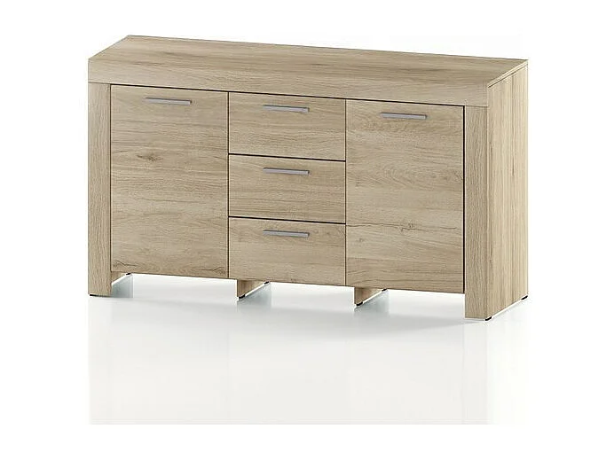 Madia da sala moderna con tre cassetti ante laterali 140x80 rovere chiaro MI3