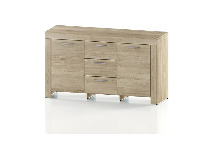 Madia da sala moderna con tre cassetti ante laterali 140x80 rovere chiaro MI3