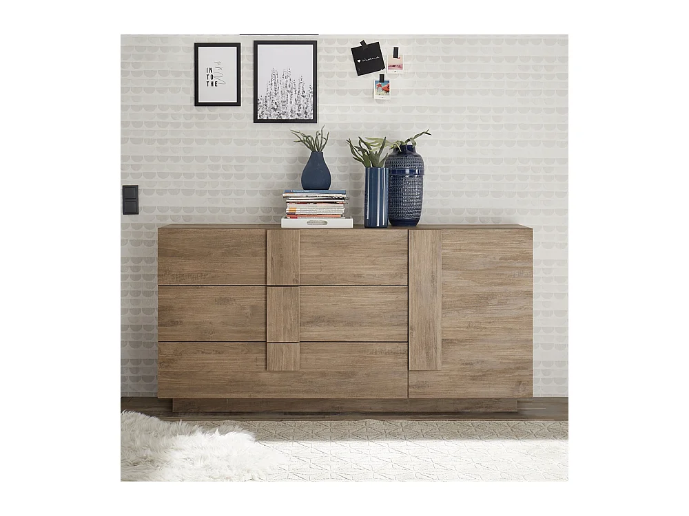 Madia moderna per zona giorno con tre cassetti e anta singola 181x90 ML26 rovere mercure