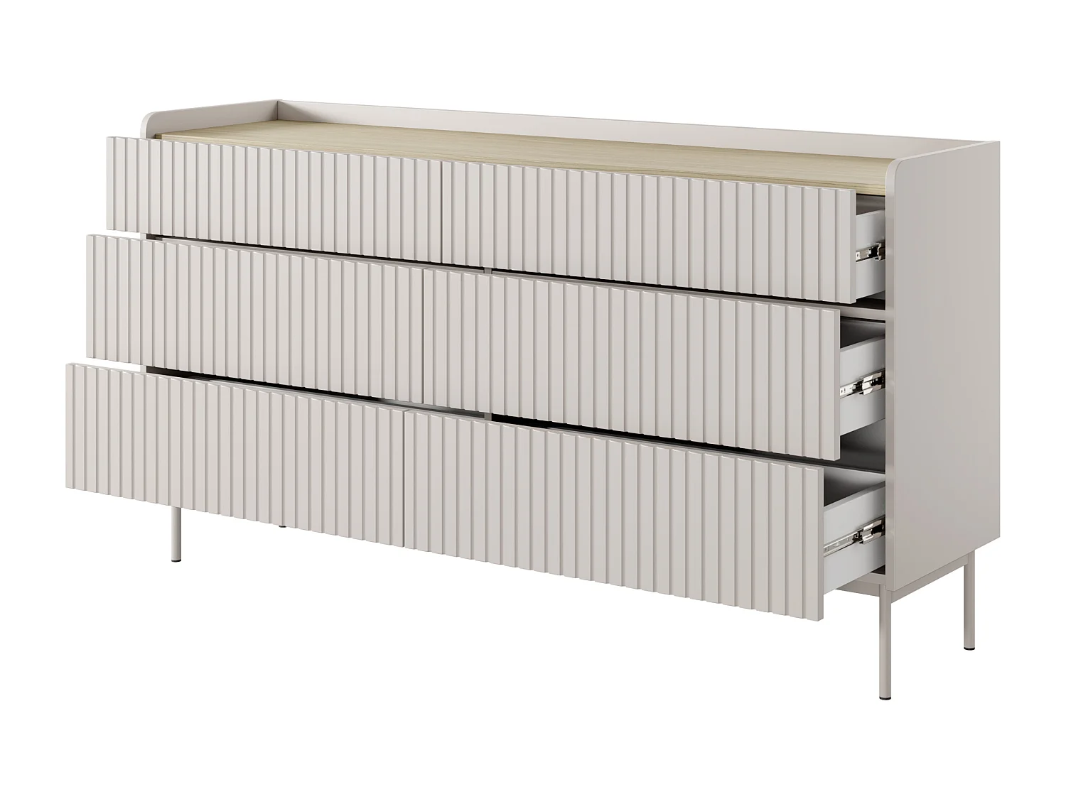 Madia moderna 153x82 con 6 cassetti beige MALK21