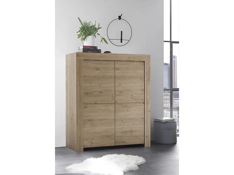 Mobile contenitore a quattro ante battenti e maniglie a gola design moderno 110x140 MCL5 rovere