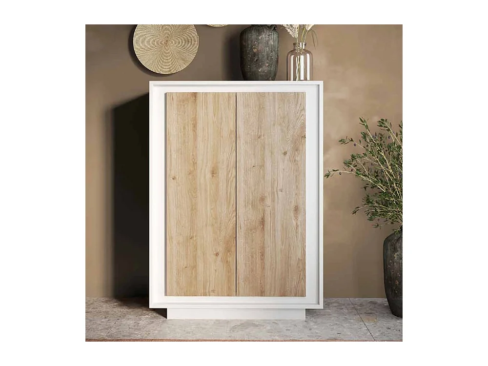 Mobile contenitore a 2 ante 106x171 cm bianco opaco e rovere chiaro MCL17