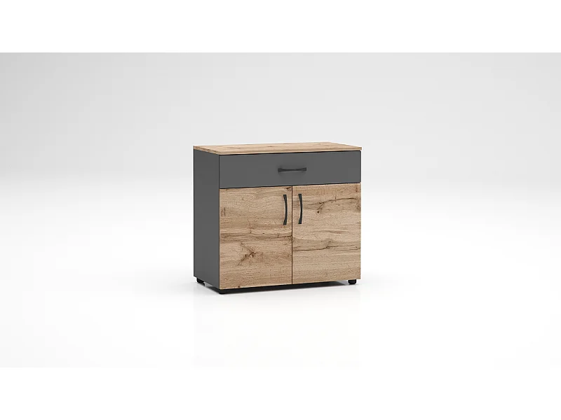 Madia salvaspazio moderna 80x73 cm con ante soft closing rovere e antracite MG3