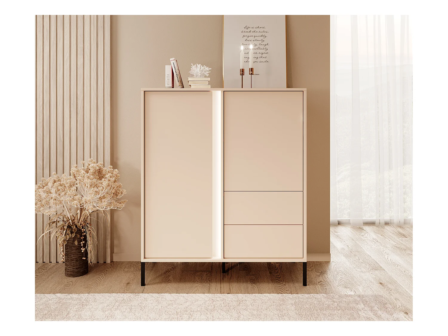Mobile contenitore 103x123cm con luce LED beige MCLK1