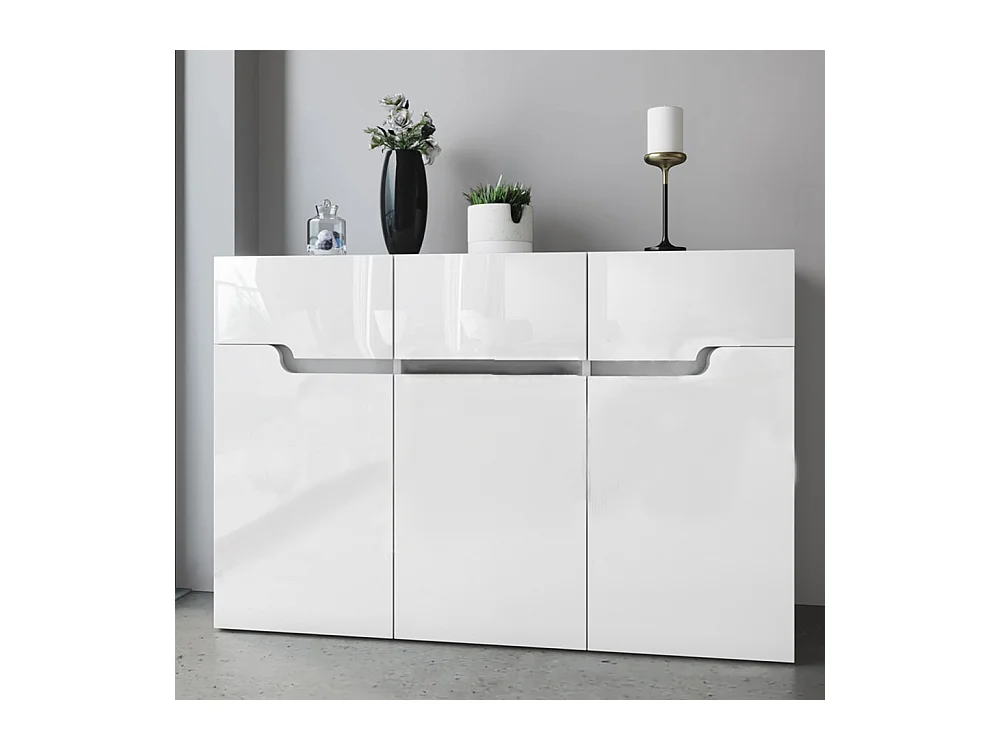 Madia con cassetti design moderno per salotto o ingresso 120x80 bianco lucido MI10