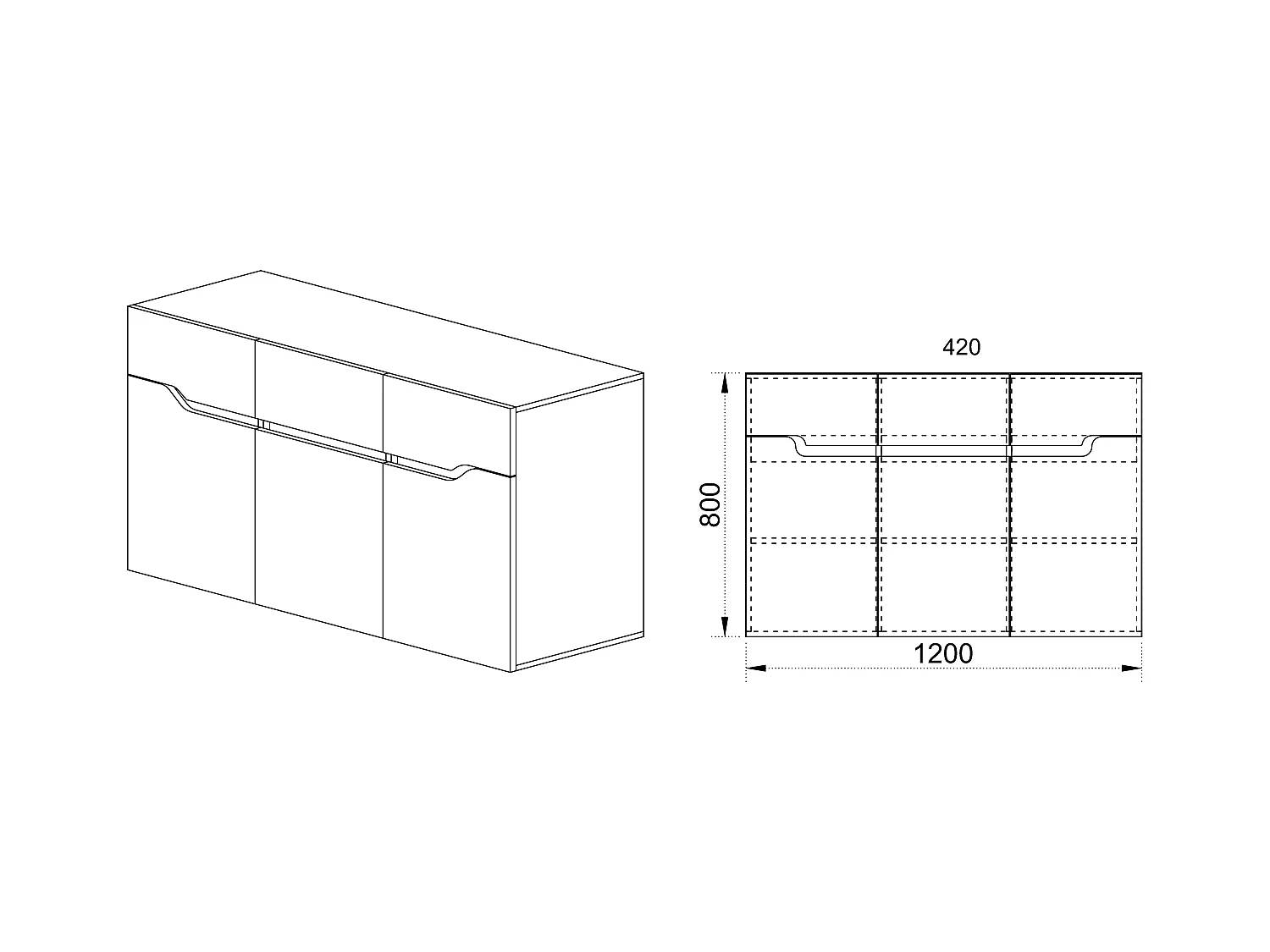 Madia con cassetti design moderno per salotto o ingresso 120x80 bianco lucido MI10