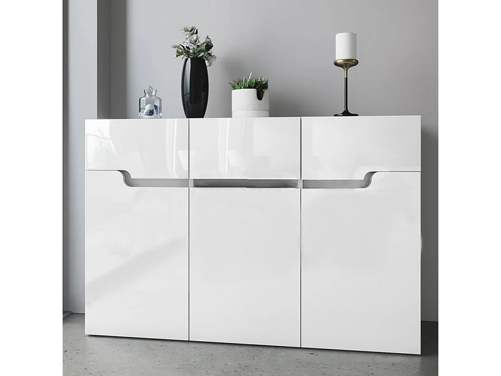 Madia con cassetti design moderno per salotto o ingresso 120x80 bianco lucido MI10