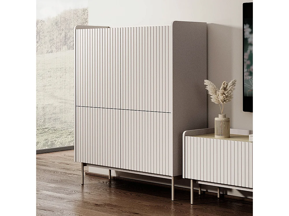 Mobile contenitore 103x126cm beige e rovere chiaro MCLK3