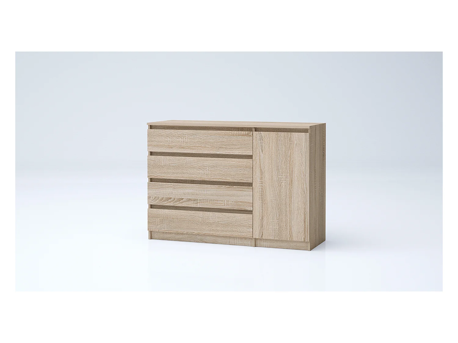 Madia grande per soggiorno 120x86 cm con 4 cassetti rovere MG7