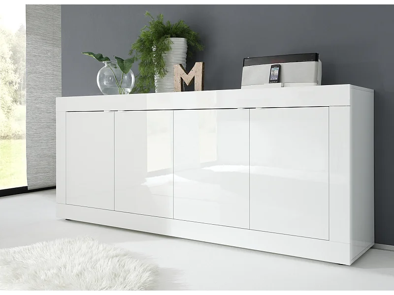 Madia moderna a quattro ante da soggiorno design moderno 207x86 ML4 bianco lucido