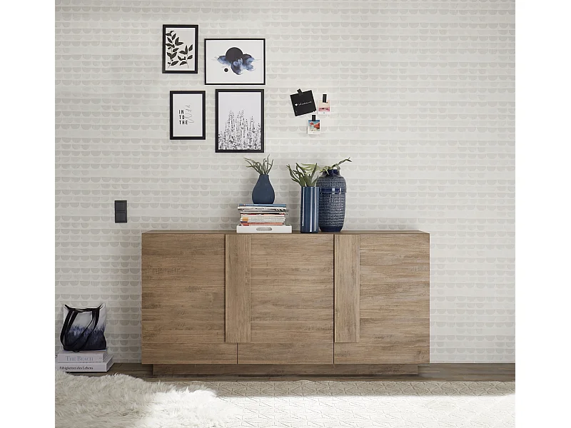 Madia moderna da living con tre ante battenti e maniglia rettangolare 181x90 ML27 rovere mercure