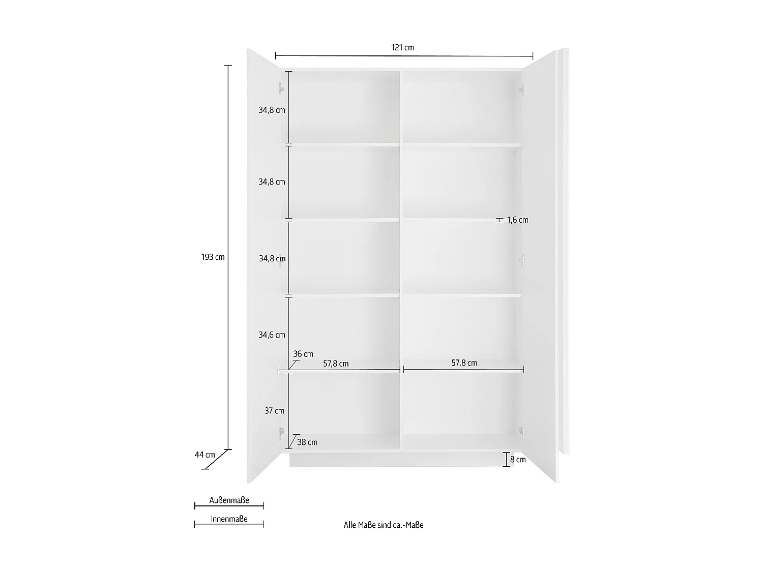 Madia a colonna per zona giorno con due ante battenti 121x193 ML30 rovere mercure