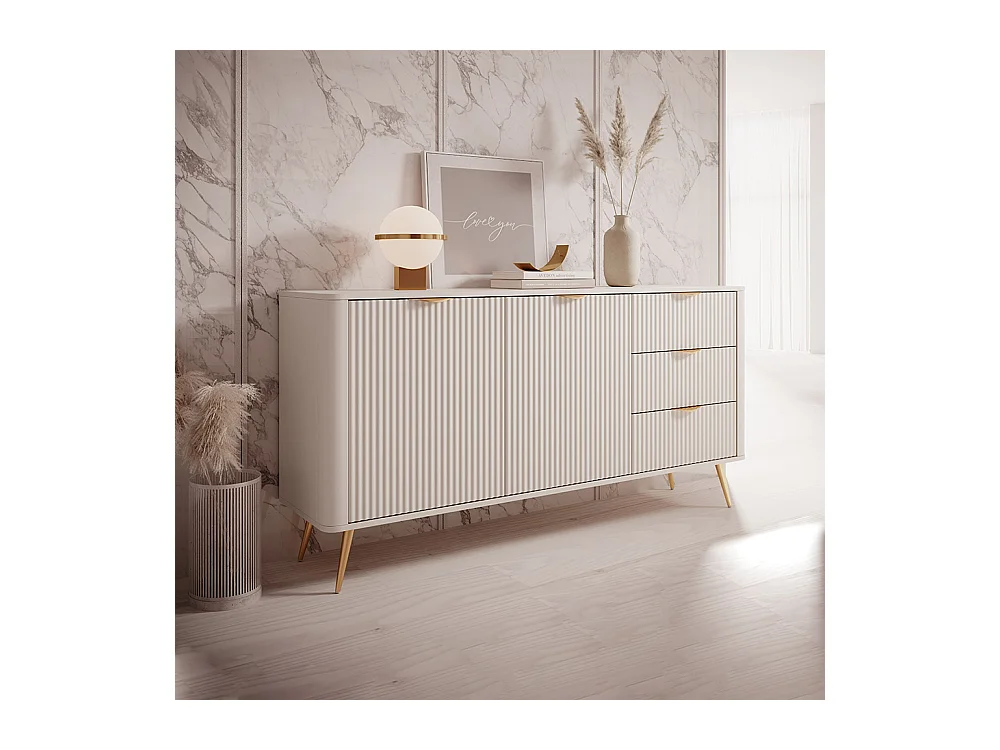 Madia moderna 163x81cm con 2 ante e 3 cassetti beige MALK18