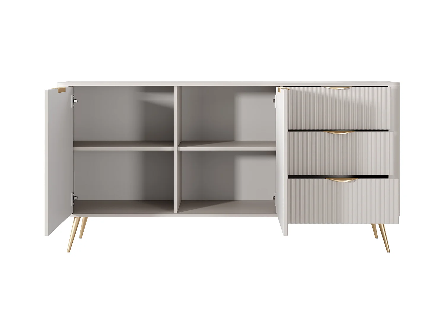 Madia moderna 163x81cm con 2 ante e 3 cassetti beige MALK18