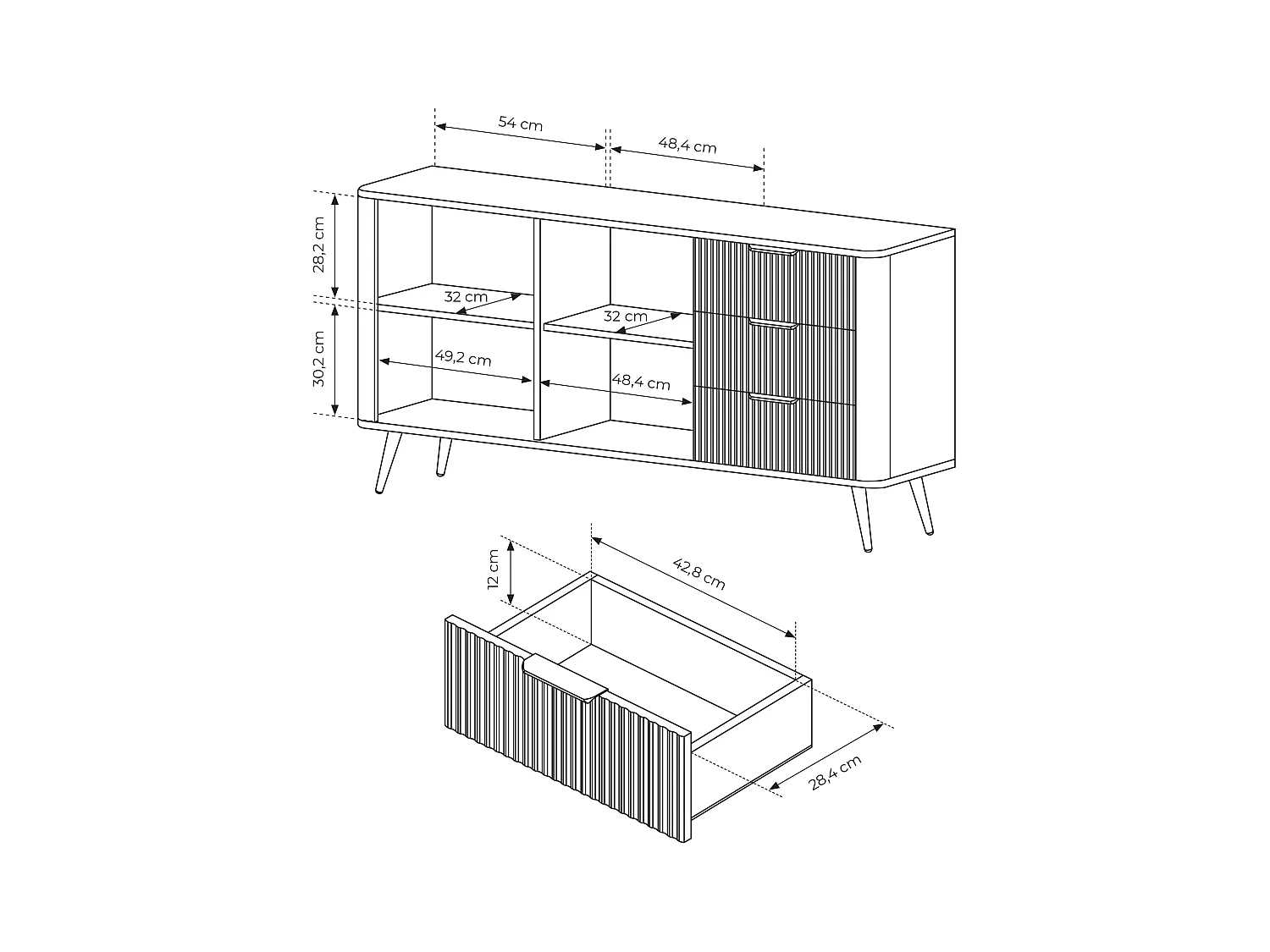 Madia moderna 163x81cm con 2 ante e 3 cassetti beige MALK18