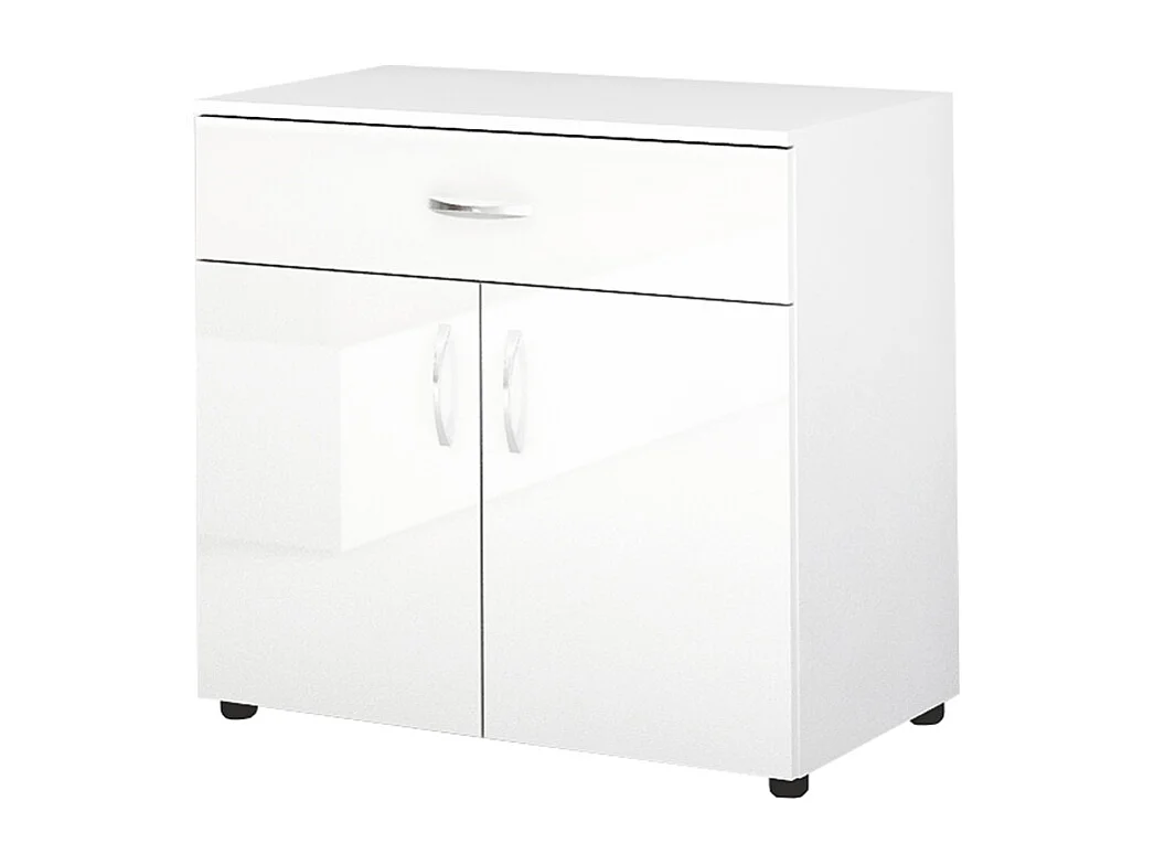 Madia moderna laccata per sala da pranzo con cassettone e due ante80x73 bianco lucido MG3