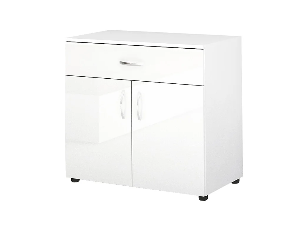 Madia moderna laccata per sala da pranzo con cassettone e due ante80x73 bianco lucido MG3