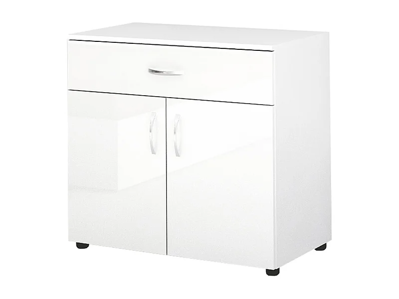 Madia moderna laccata per sala da pranzo con cassettone e due ante80x73 bianco lucido MG3