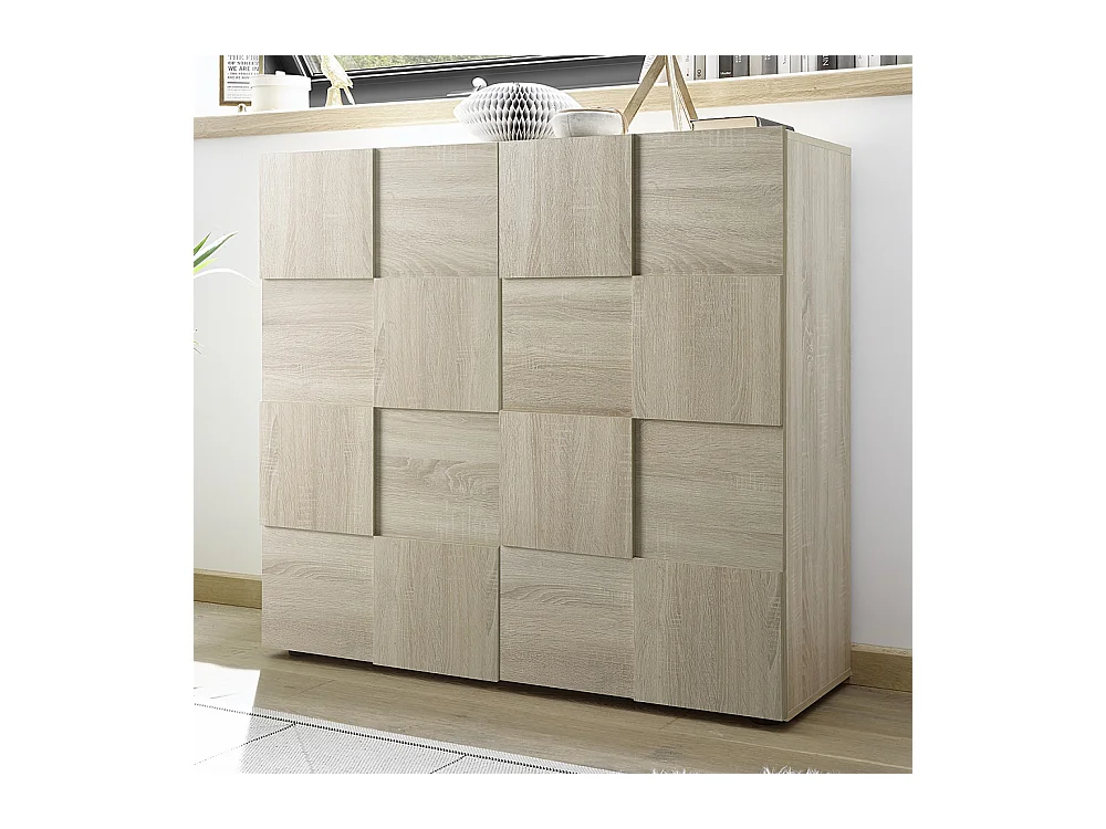 Credenza da salotto con due ante design geometrico 121x111 MCL3 rovere