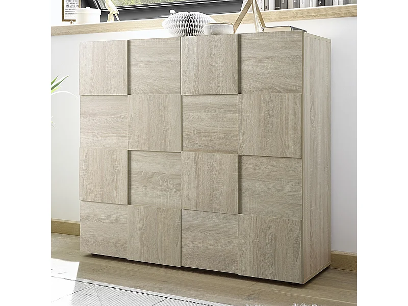 Credenza da salotto con due ante design geometrico 121x111 MCL3 rovere