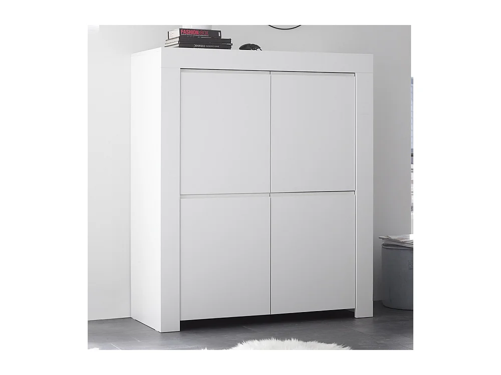 Mobile contenitore a quattro ante battenti e maniglie a gola design moderno 110x140 MCL5 bianco opaco