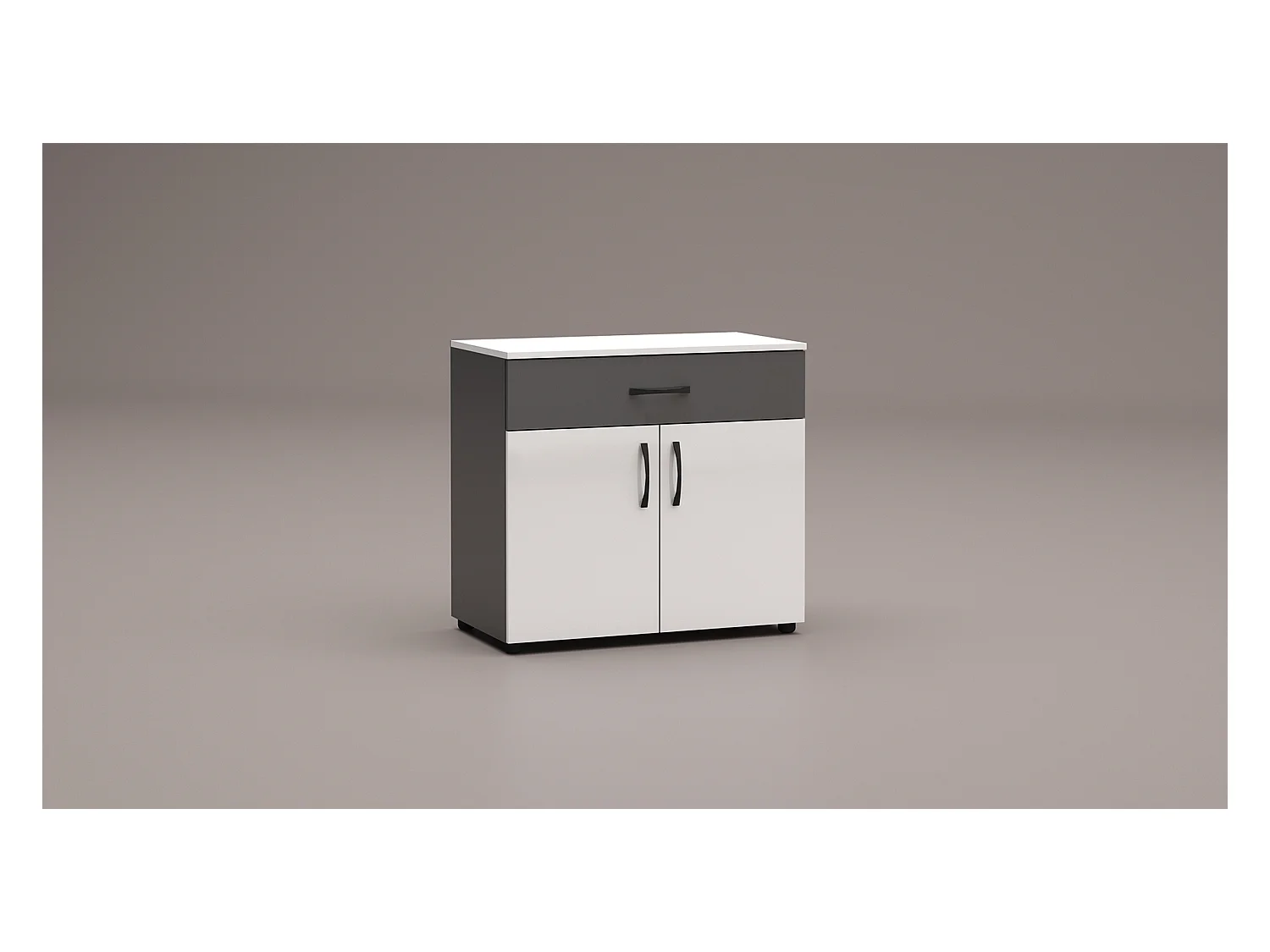 Madia salvaspazio moderna 80x73 cm con ante soft closing bianco lucido e antracite MG3