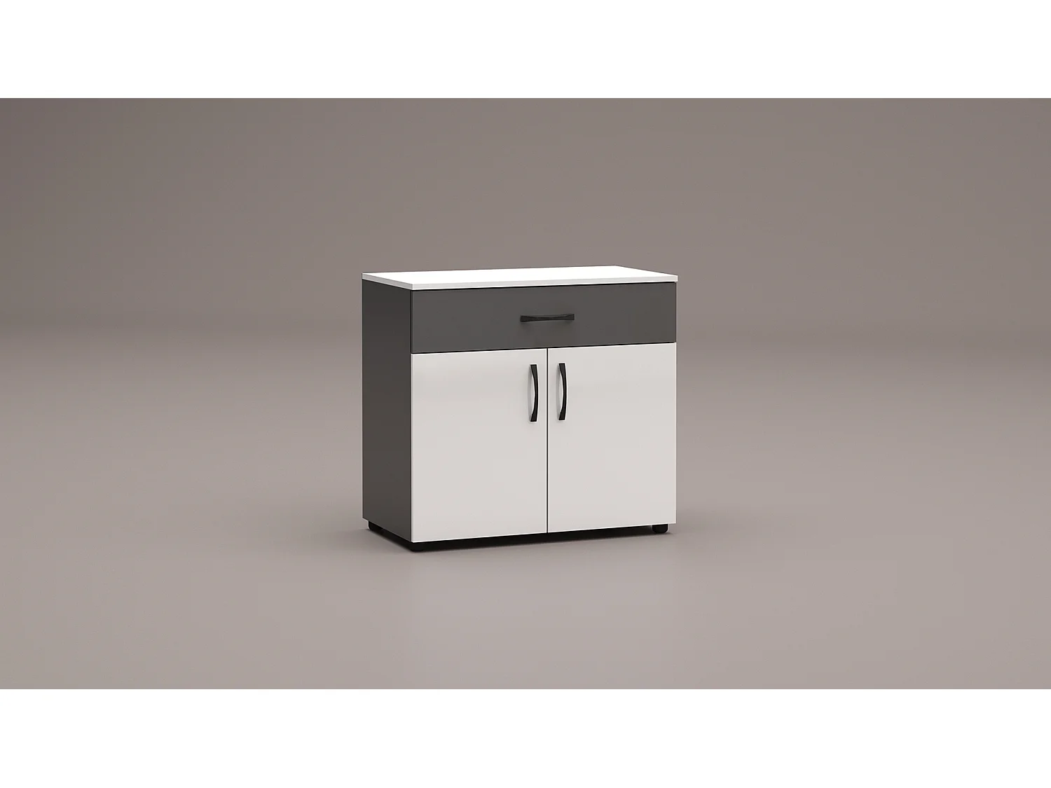 Madia salvaspazio moderna 80x73 cm con ante soft closing bianco lucido e antracite MG3