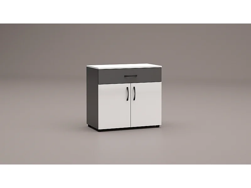 Madia salvaspazio moderna 80x73 cm con ante soft closing bianco lucido e antracite MG3