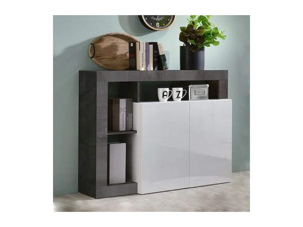 Madia piccola design moderno con due ante battenti e ripiano da living 108x93 ML20 bianco e ossido
