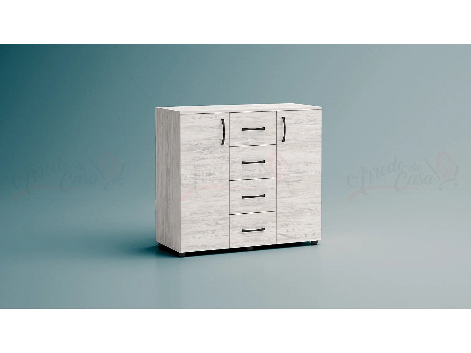 Madia moderna 2 ante e 4 cassetti bianco legno MG1