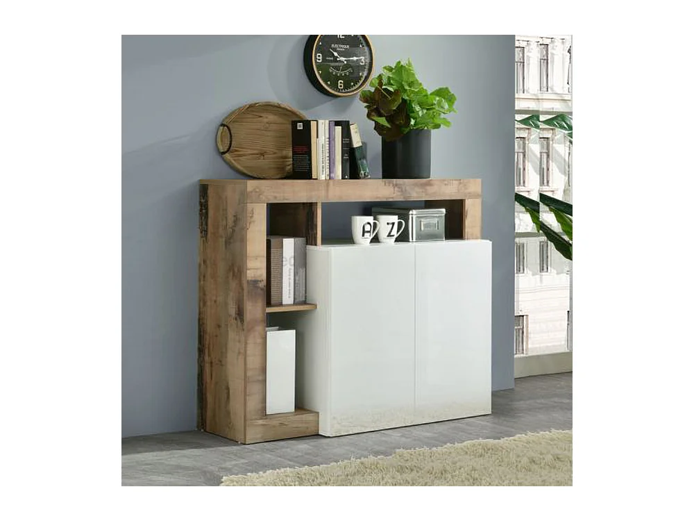 Madia piccola design moderno con due ante battenti e ripiano da living 108x93 ML20 bianco e pero