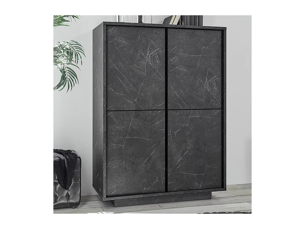 Credenza alta con quattro ante marmorizzate design moderno 92x145 MCL8 marmo scuro