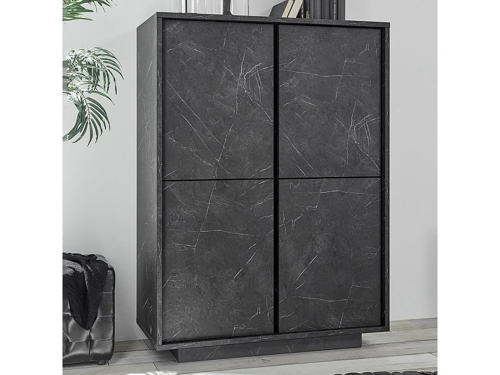 Credenza alta con quattro ante marmorizzate design moderno 92x145 MCL8 marmo scuro