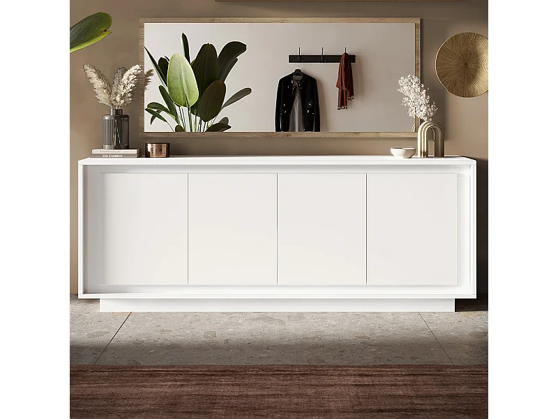 Madia moderna a 4 ante 207x80 cm bianco opaco ML56