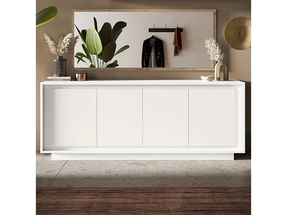 Madia moderna a 4 ante 207x80 cm bianco opaco ML56