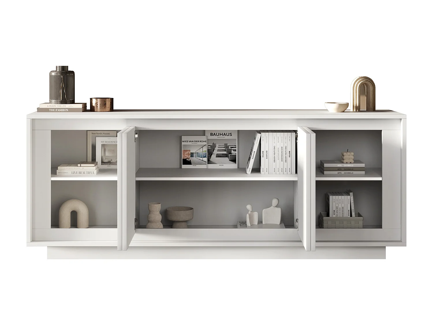 Madia moderna a 4 ante 207x80 cm bianco opaco ML56