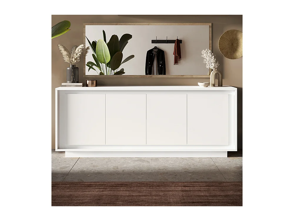 Madia moderna a 4 ante 207x80 cm bianco opaco ML56